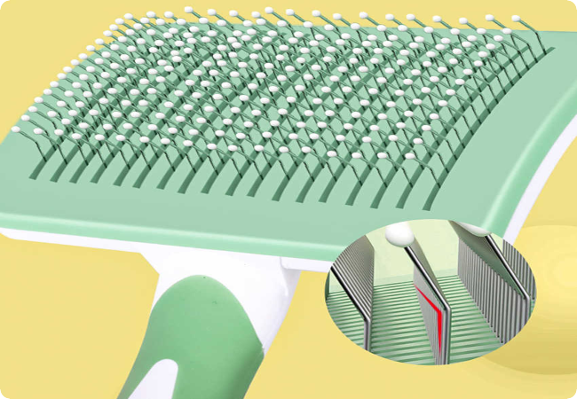 Close-up of the Pet Hair Shedding Comb featuring fine, rounded teeth for gentle and effective grooming