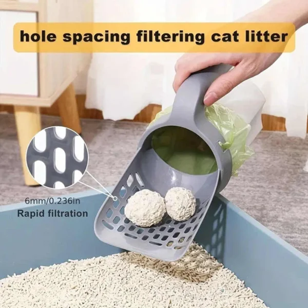 Focus on the scooper's built-in bag holder, simplifying the waste disposal process